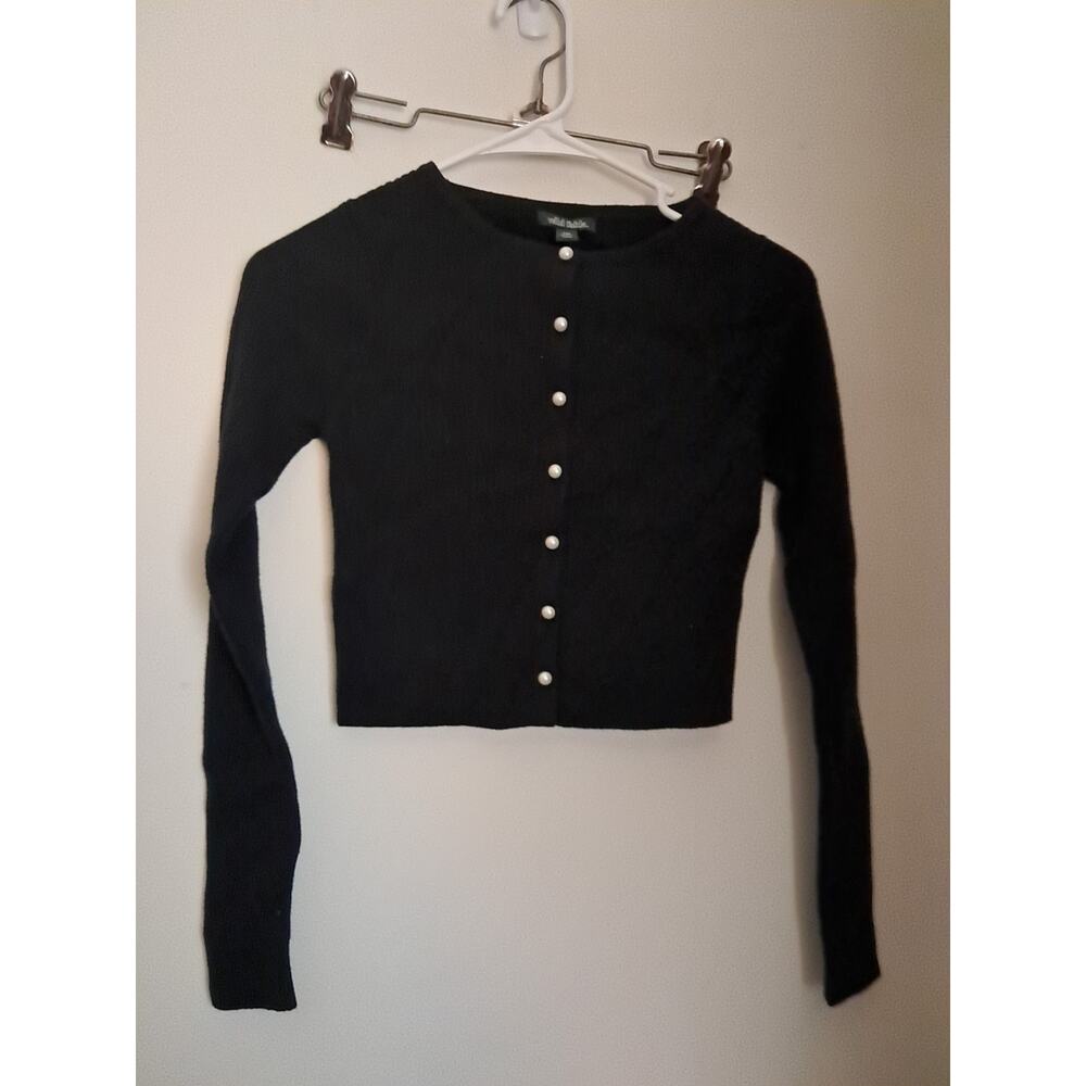 Wild Fable Girls Black Sweater With Pearl Buttons Girls Size XXS